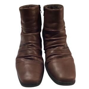 Rieker Ankle Boots Womens 10 Brown Kendra Slouchy Leather Zip Warm Lined Button